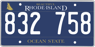 RI license plate 832758