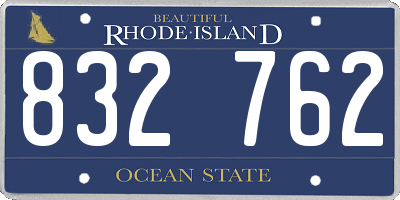 RI license plate 832762