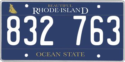 RI license plate 832763