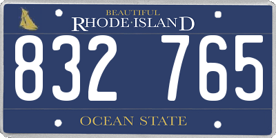 RI license plate 832765