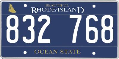 RI license plate 832768
