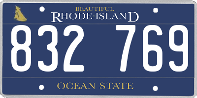 RI license plate 832769