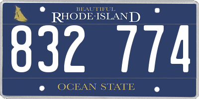 RI license plate 832774