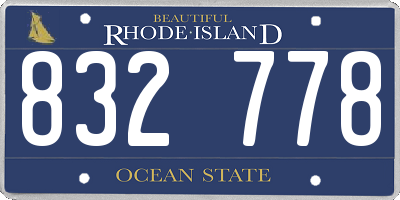 RI license plate 832778