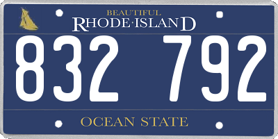 RI license plate 832792