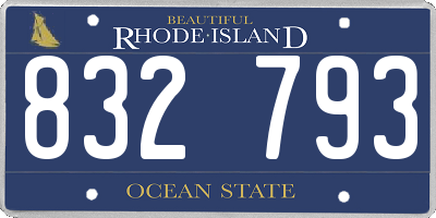 RI license plate 832793