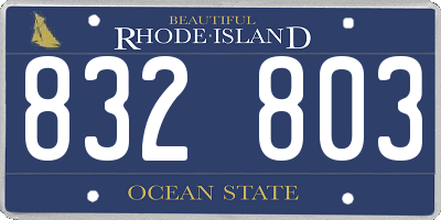 RI license plate 832803