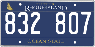 RI license plate 832807