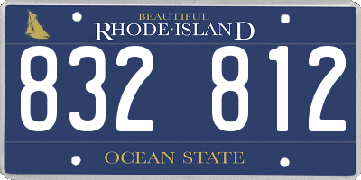 RI license plate 832812