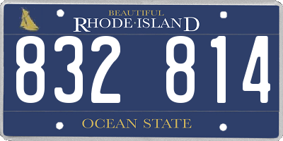 RI license plate 832814