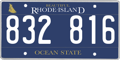 RI license plate 832816