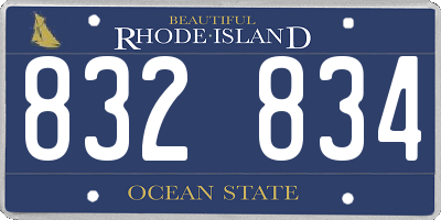 RI license plate 832834