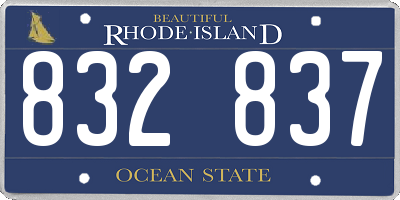 RI license plate 832837