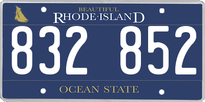 RI license plate 832852