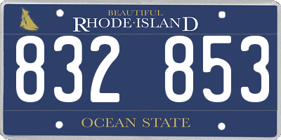 RI license plate 832853