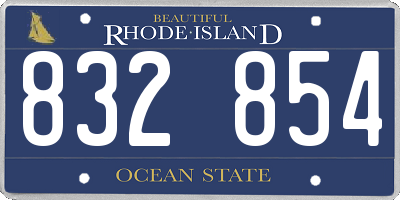 RI license plate 832854