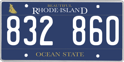 RI license plate 832860