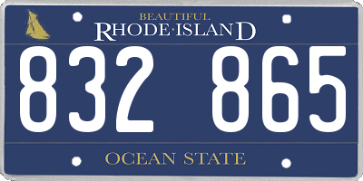 RI license plate 832865