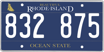 RI license plate 832875