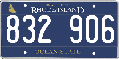RI license plate 832906
