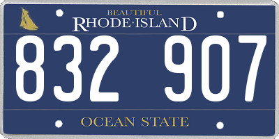 RI license plate 832907