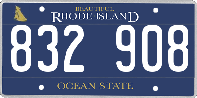 RI license plate 832908