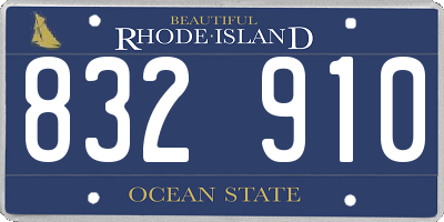 RI license plate 832910