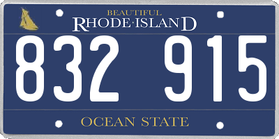 RI license plate 832915
