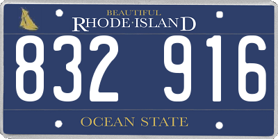 RI license plate 832916