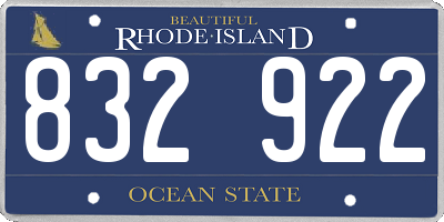 RI license plate 832922