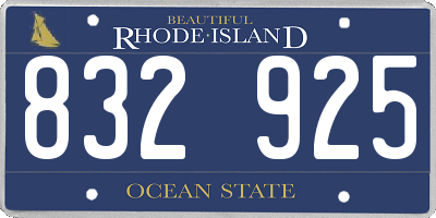 RI license plate 832925