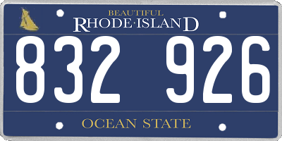 RI license plate 832926