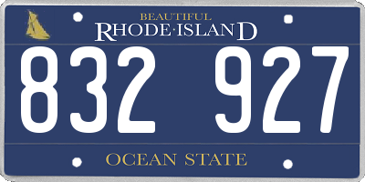 RI license plate 832927