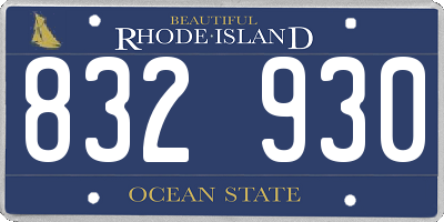 RI license plate 832930