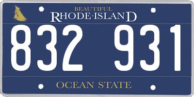 RI license plate 832931