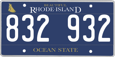 RI license plate 832932