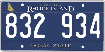 RI license plate 832934