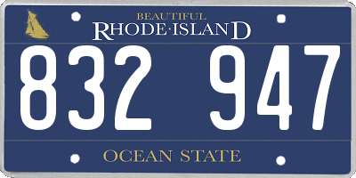 RI license plate 832947