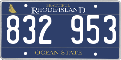 RI license plate 832953