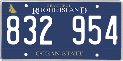 RI license plate 832954