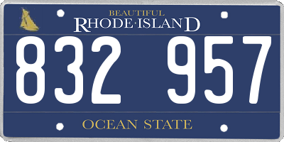 RI license plate 832957