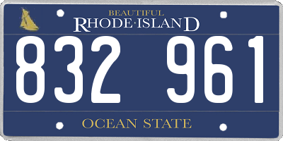 RI license plate 832961