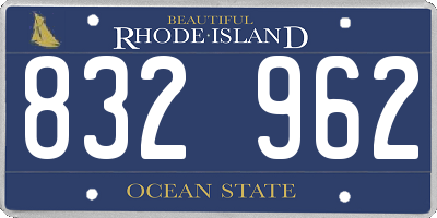 RI license plate 832962