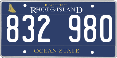 RI license plate 832980