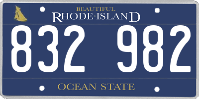 RI license plate 832982