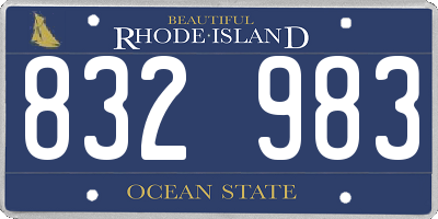 RI license plate 832983