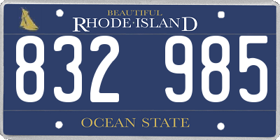 RI license plate 832985