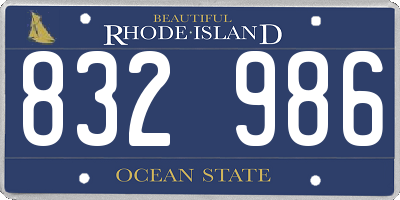 RI license plate 832986