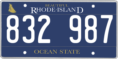 RI license plate 832987