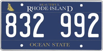 RI license plate 832992